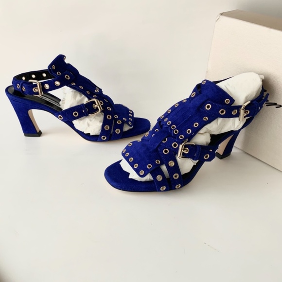 BRIAN ATWOOD Luisa Royal Blue Suede Leather Sandals Heels Pumps - Picture 10 of 13